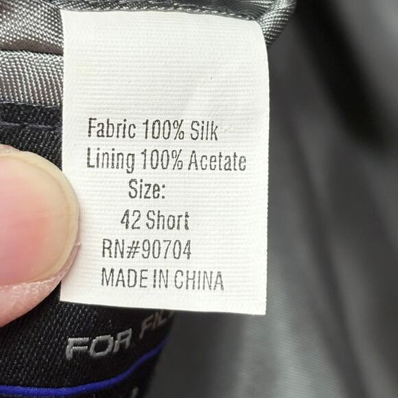 Bill Blass for Filenes Silk Blazer, Black 3 Button, Men's Size 42 S Vintage - Picture 7 of 7